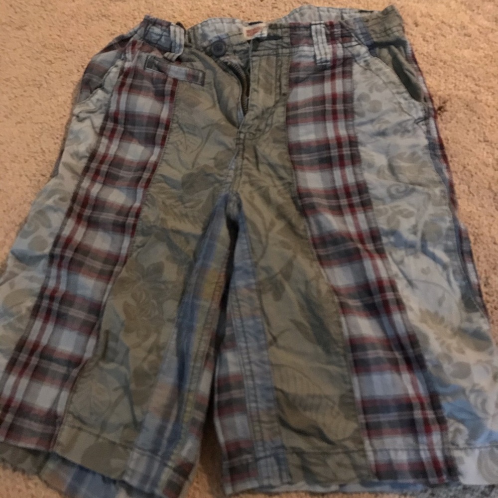 Plaid and flower print dress shorts